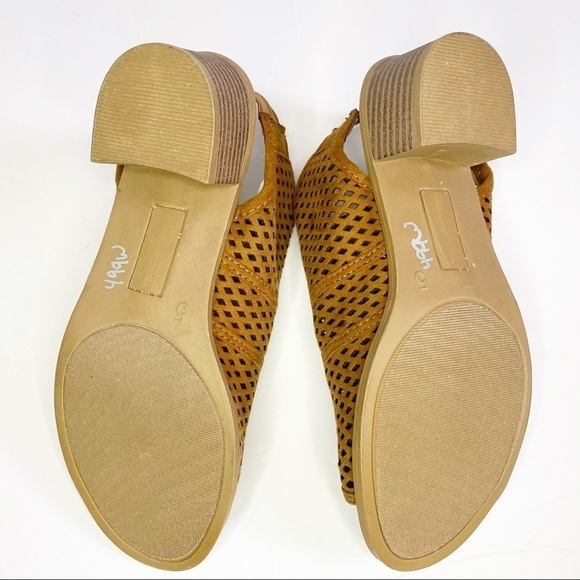 Diba Kubuli Tan Perforated Elastic Slingback Heeled Peeptoe Sandals - Picture 8 of 8